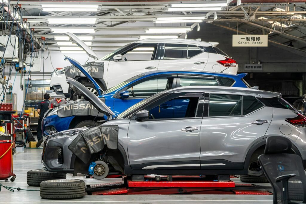 Vehicles in a body shop during collision repair in Davie, FL